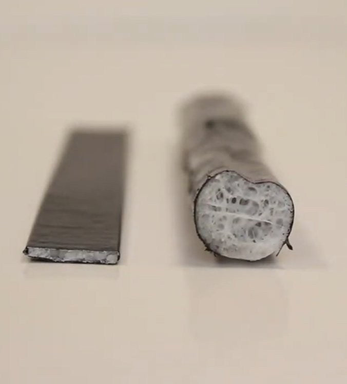 Close-up of the perimeter door seal on a fire-rated safe, the strip that closes the door gap when fire arrives