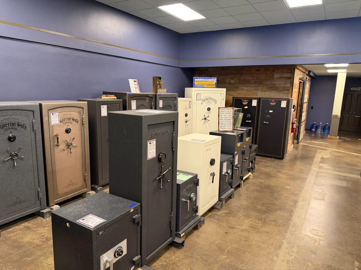 The Norcal Safe and Vault showroom floor lined with Liberty, Fort Knox, AMSEC, Superior, and Champion safes across residential and high-security tiers