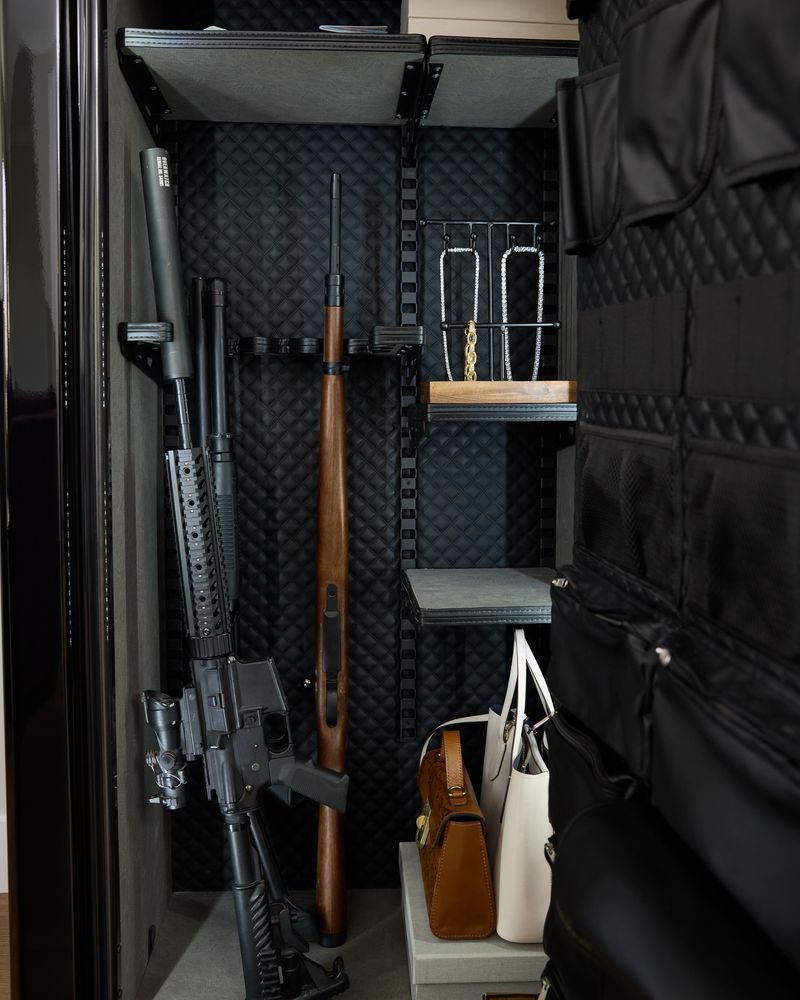 Rifles stored in a gun safe at Norcal Safe and Vault