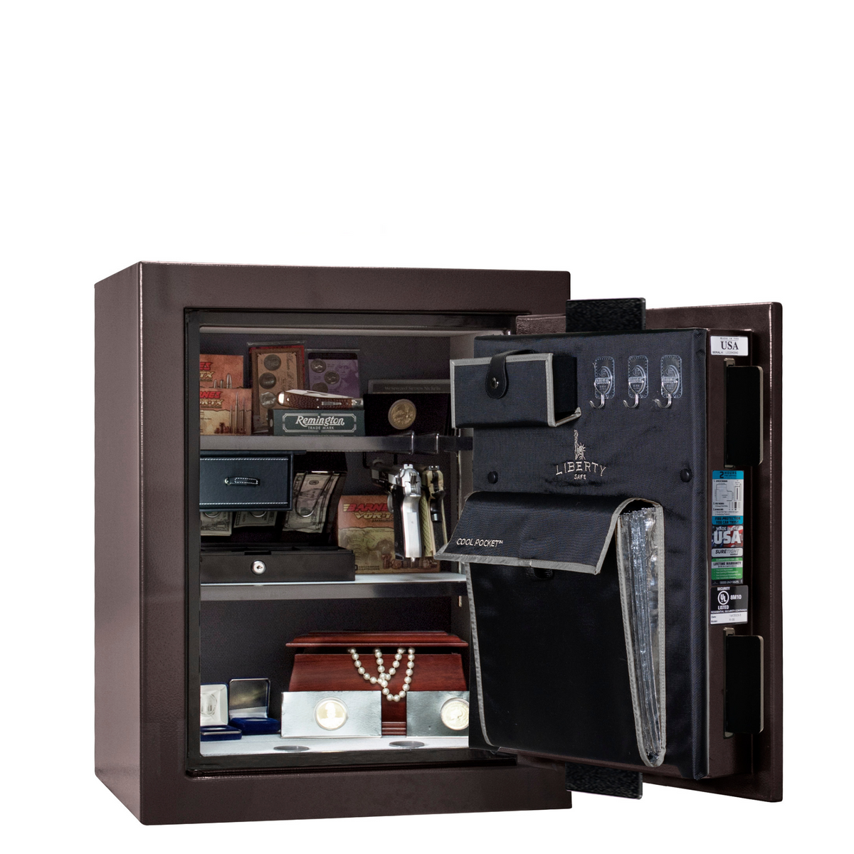 Premium Home Series | Level 7 Security | 2 Hour Fire Protection | 08 | Dimensions: 30&quot;(H) x 24&quot;(W) x 20.25&quot;(D) | Black Cherry Gloss - Open Door