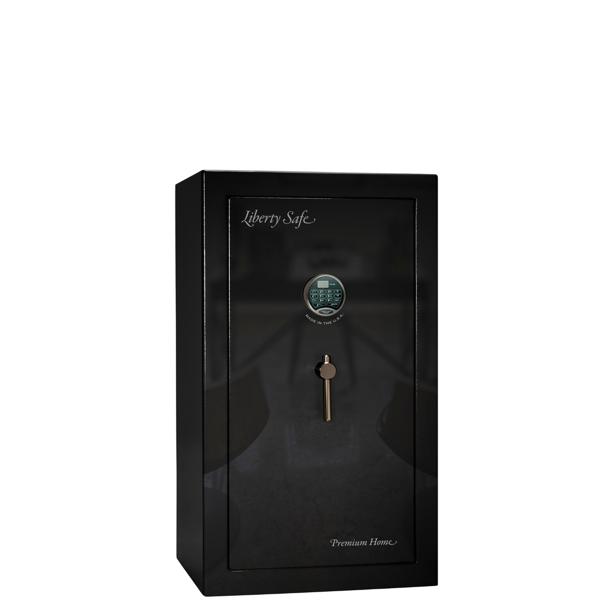Premium Home Series | Level 7 Security | 2 Hour Fire Protection | 12 | Dimensions: 42&quot;(H) x 24&quot;(W) x 20.25&quot;(D) | Black Gloss Black Chrome - Closed Door
