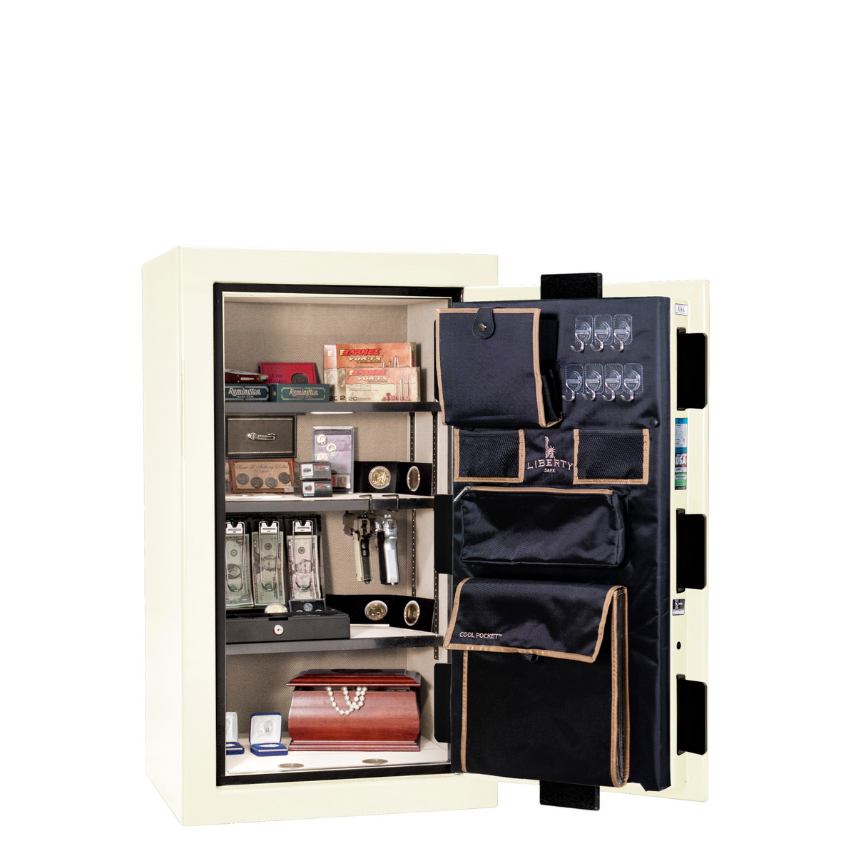 Premium Home Series | Level 7 Security | 2 Hour Fire Protection | 12 | Dimensions: 42&quot;(H) x 24&quot;(W) x 20.25&quot;(D) | White Gloss - Open Door