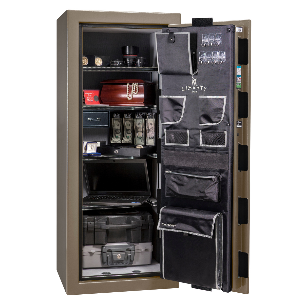 Premium Home Series | Level 7 Security | 2 Hour Fire Protection | 17 | Dimensions: 59.25&quot;(H) x 24&quot;(W) x 20.25&quot;(D) | Champagne Marble - Open Door