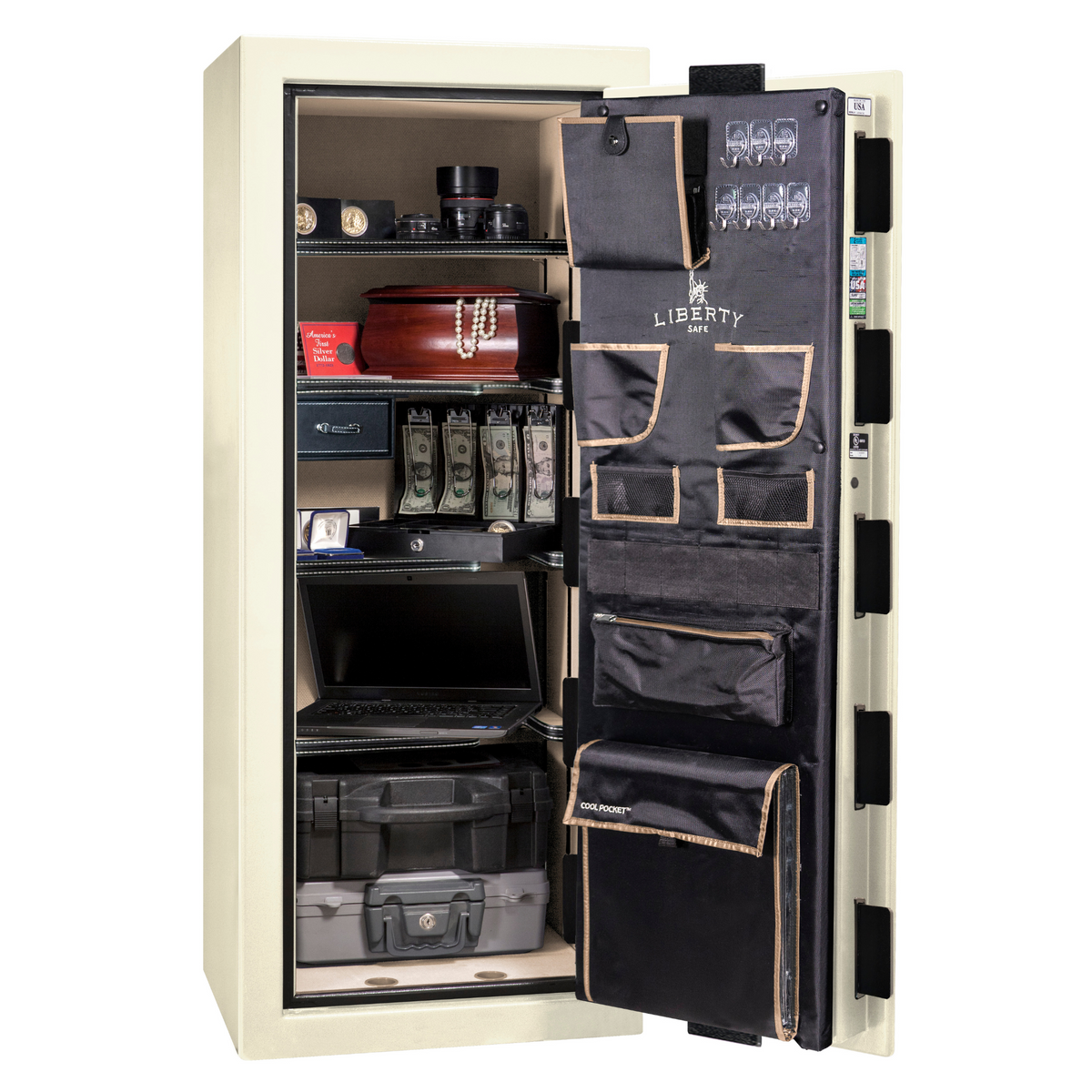 Premium Home Series | Level 7 Security | 2 Hour Fire Protection | 17 | Dimensions: 59.25&quot;(H) x 24&quot;(W) x 20.25&quot;(D) | White Gloss - Open Door